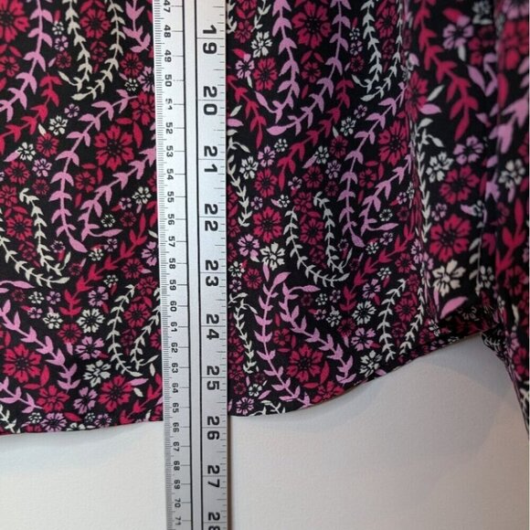 Talbots Black Pink Red Floral Print Long Sleeve Lace Detail Blouse Shirt Women S - Picture 11 of 11